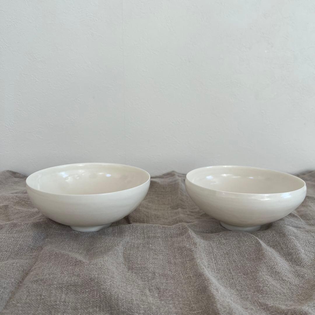 寒川義雄　白磁　ボウル　茶碗　2枚セット