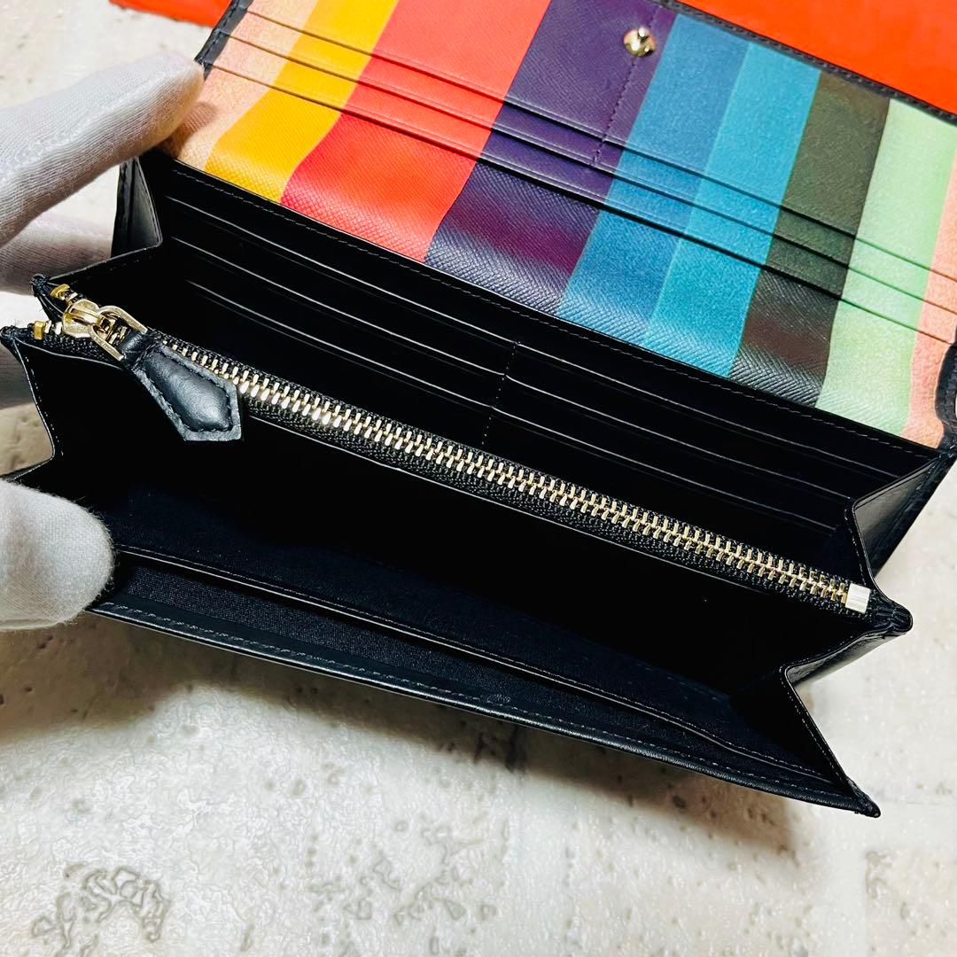 美品 ポールスミス 長財布 クラシックレザー マルチストライプ 長財布 9288