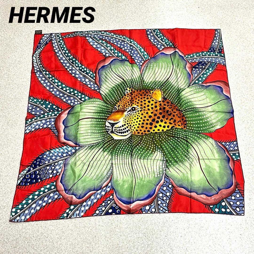 HERMES　カレ90　スカーフ 　BAOBAB CAT シルク100％