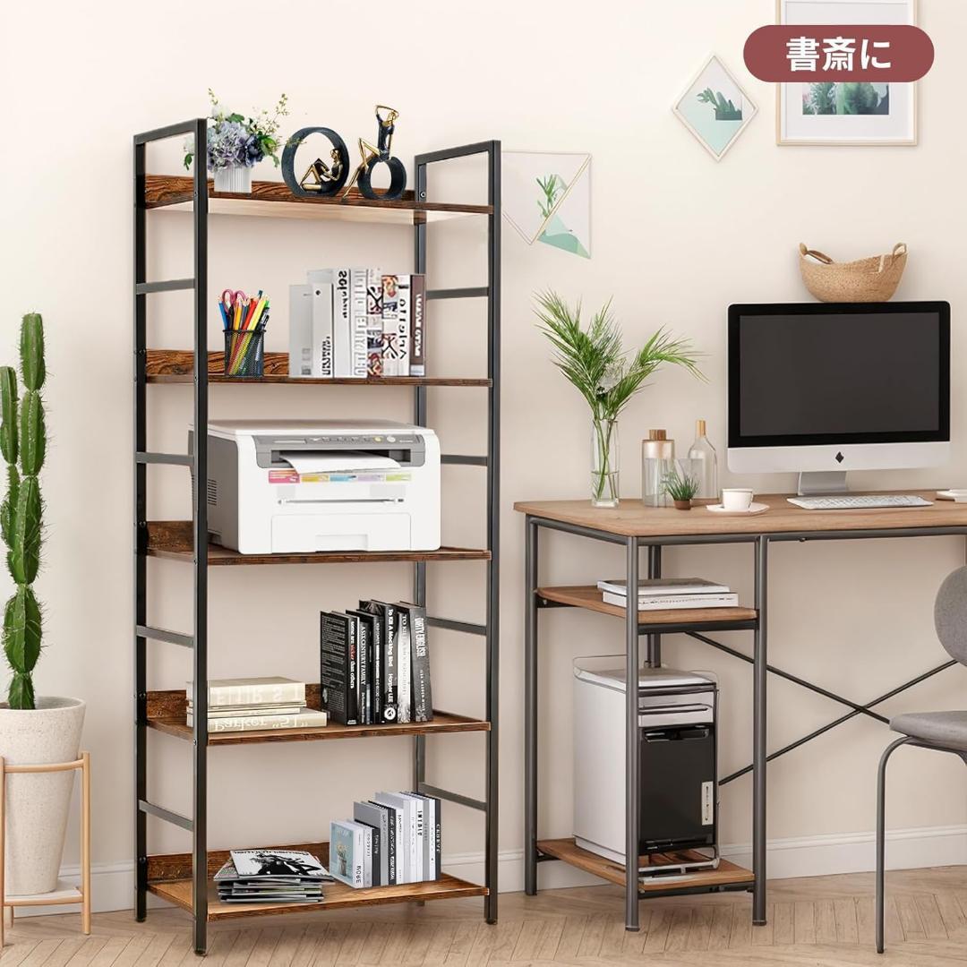 オープンシェルフラック 棚 5段 収納ラック 木製ラック スチールラック
