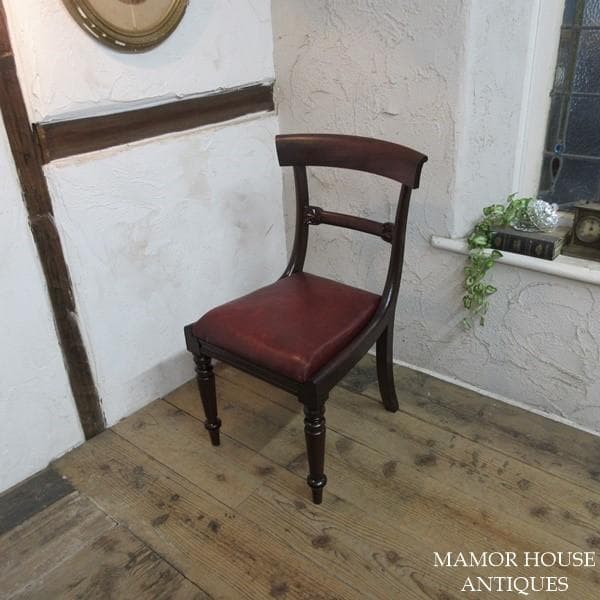 イギリス アンティーク 家具 ダイニングチェア リアルレザー 英国 4510e