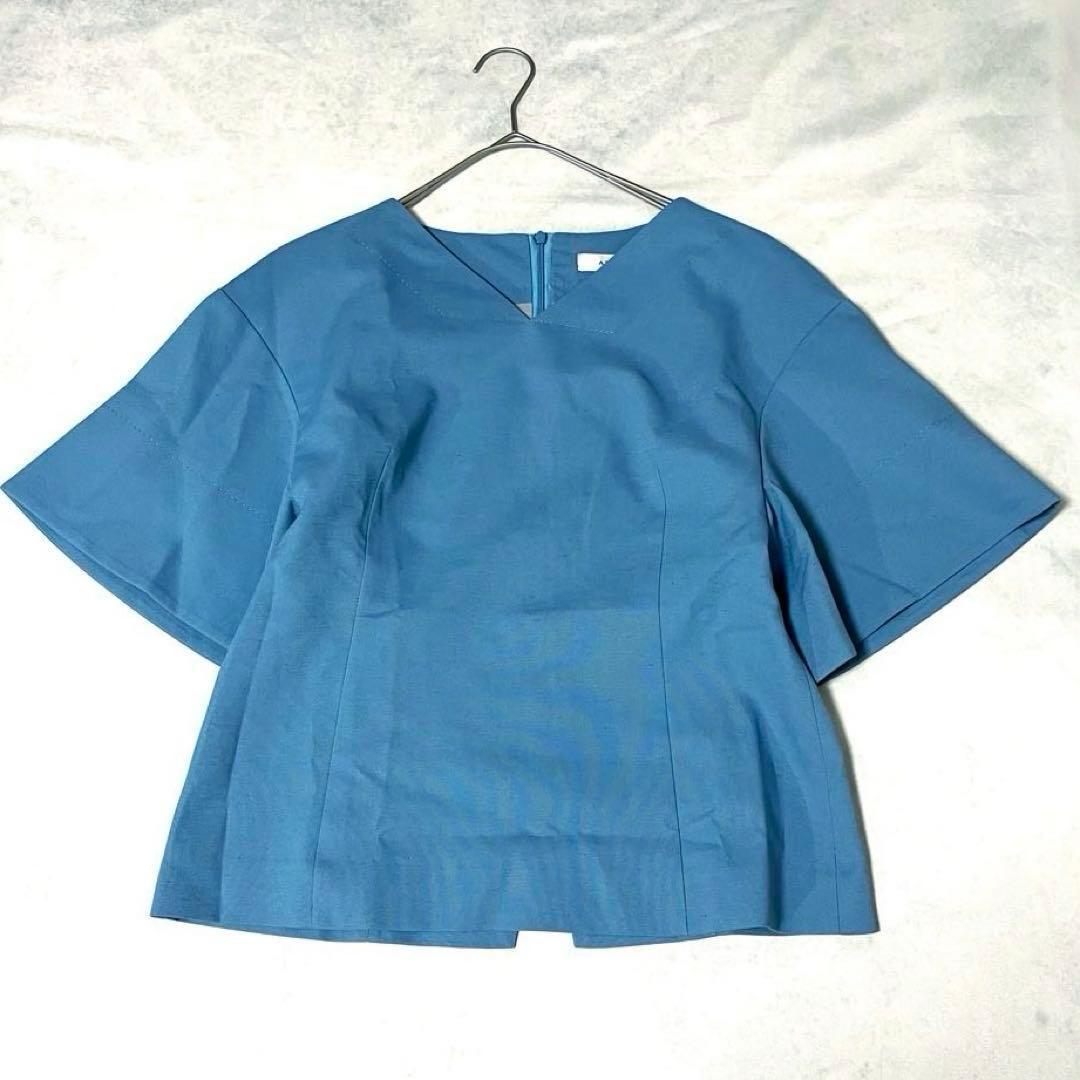 極美品❤️ADOREアドーア　リネンビッグスリーブブラウス　ブルー