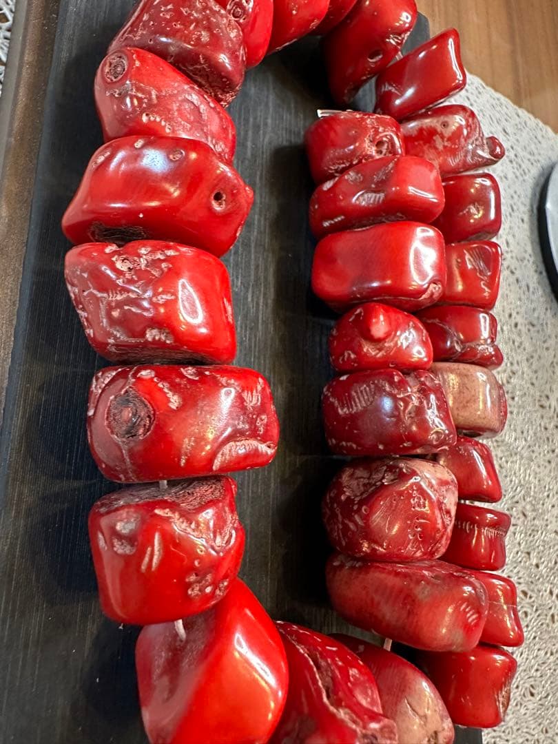 Z-602 赤珊瑚　サンゴ　ビーズ　一連　ハンドメイド