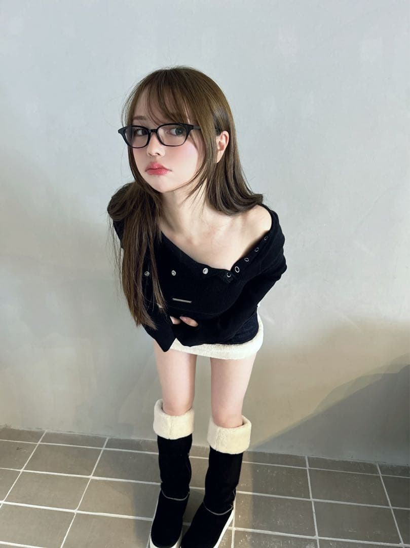 トップス andmary Eva knit tops black