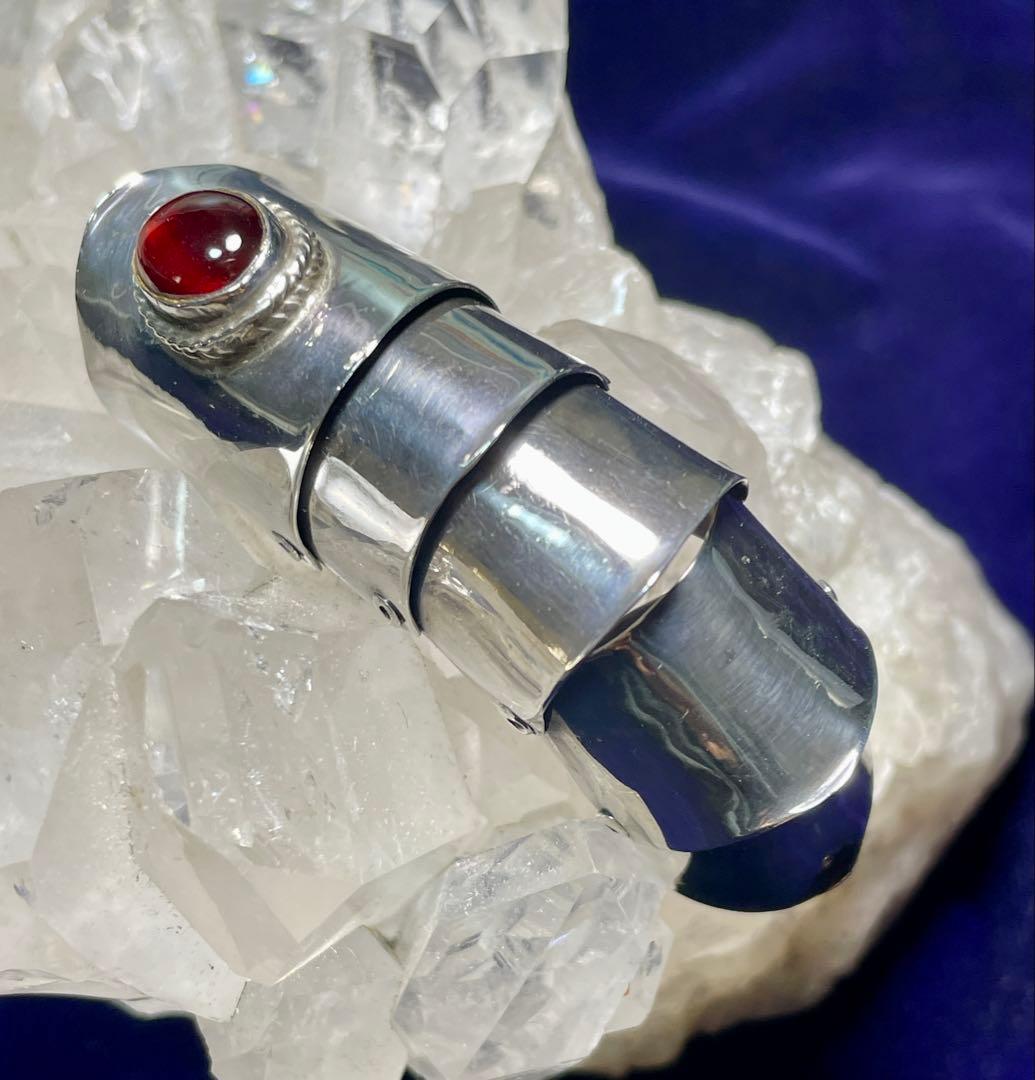 シルバー925 アーマーリング ガーネット付き刻印あり#15