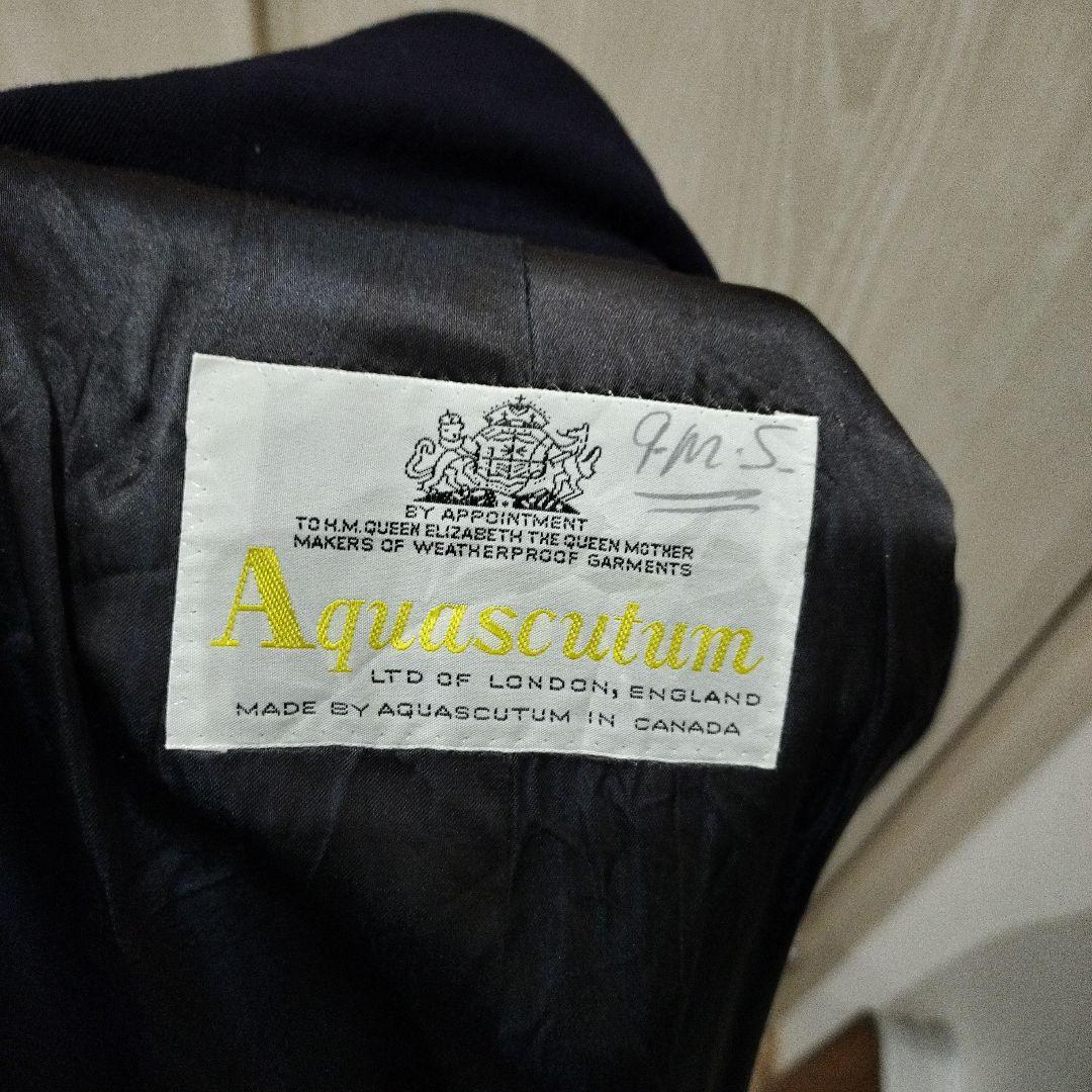 B*g様 アクアスキュータム ステンカラー コート ネイビー 52 ウールギャバ