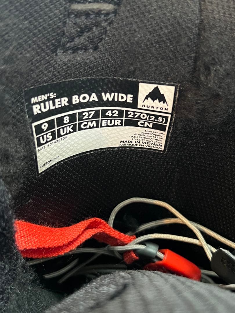 バートンRuler Wide BOAスノーボードブーツ27cm 9 ルーラー