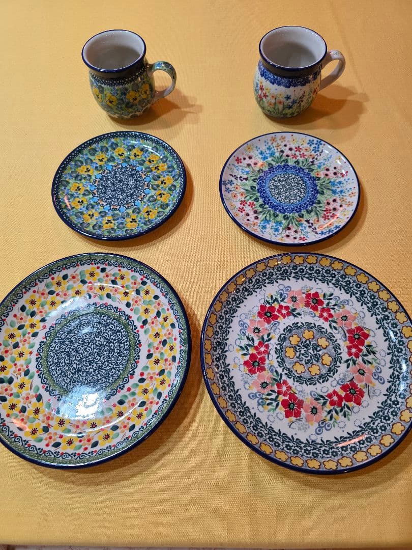 ツェラミカ 花柄食器セット 皿4枚 マグカップ2個