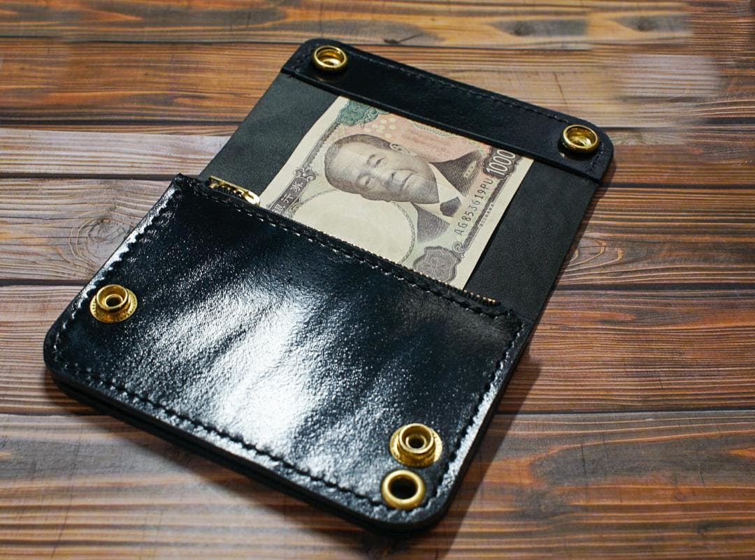 コードバン ショートトラッカーウォレット　ブラック 真鍮 トラッカーウォレット