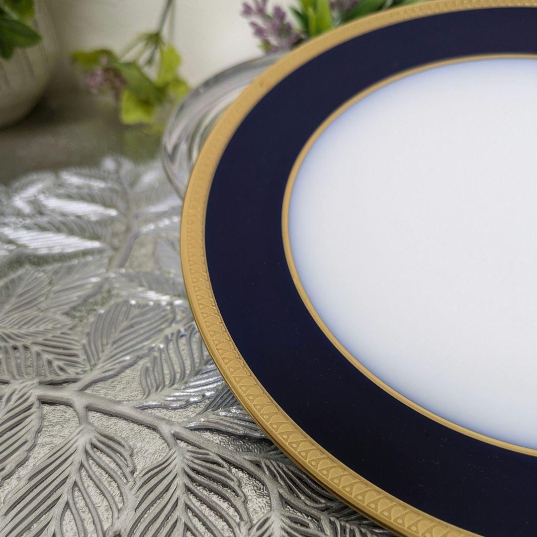 大倉陶園　デザート皿　20cm皿 瑠璃片葉金蝕デザート皿　6枚組　(未使用)