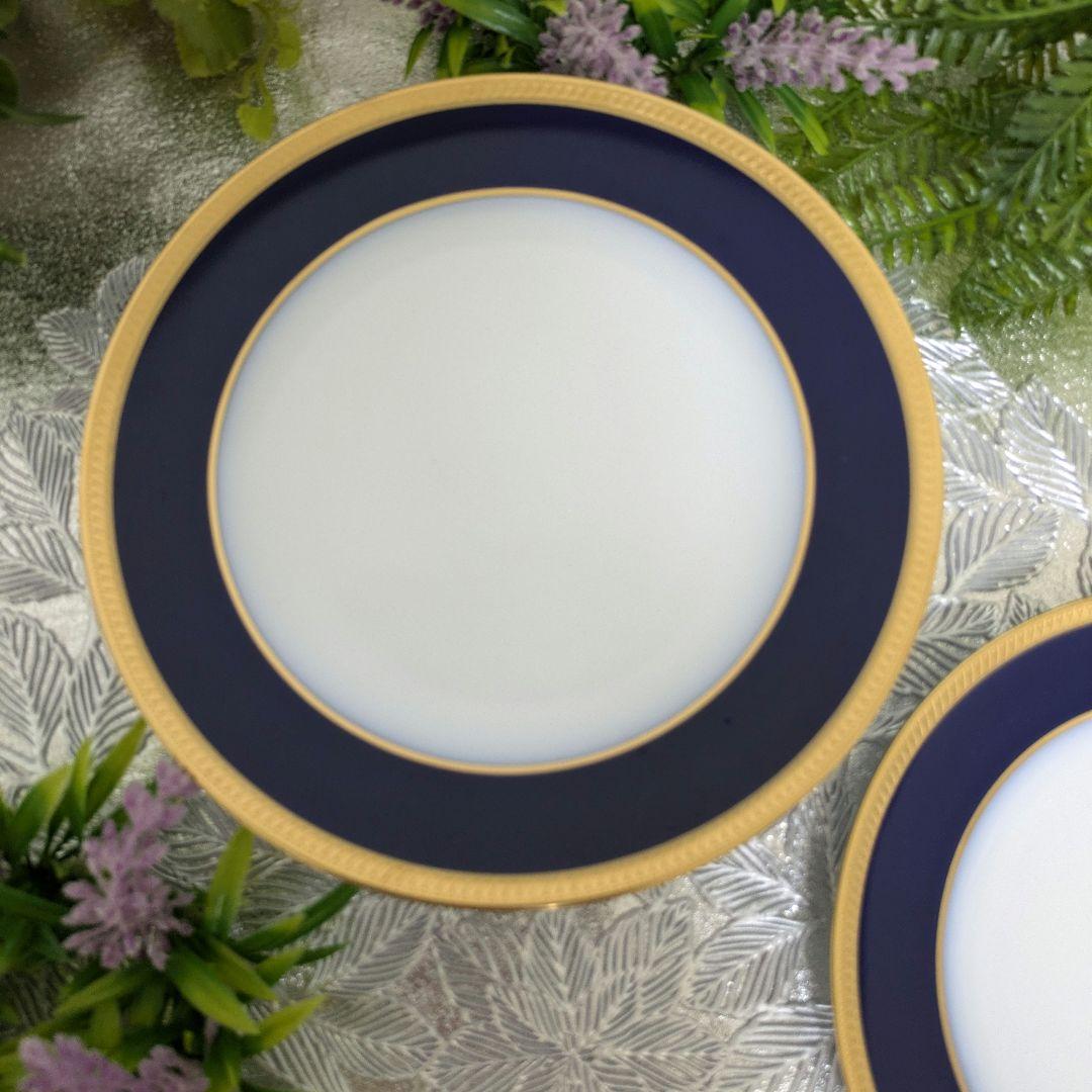 大倉陶園　デザート皿　20cm皿 瑠璃片葉金蝕デザート皿　6枚組　(未使用)