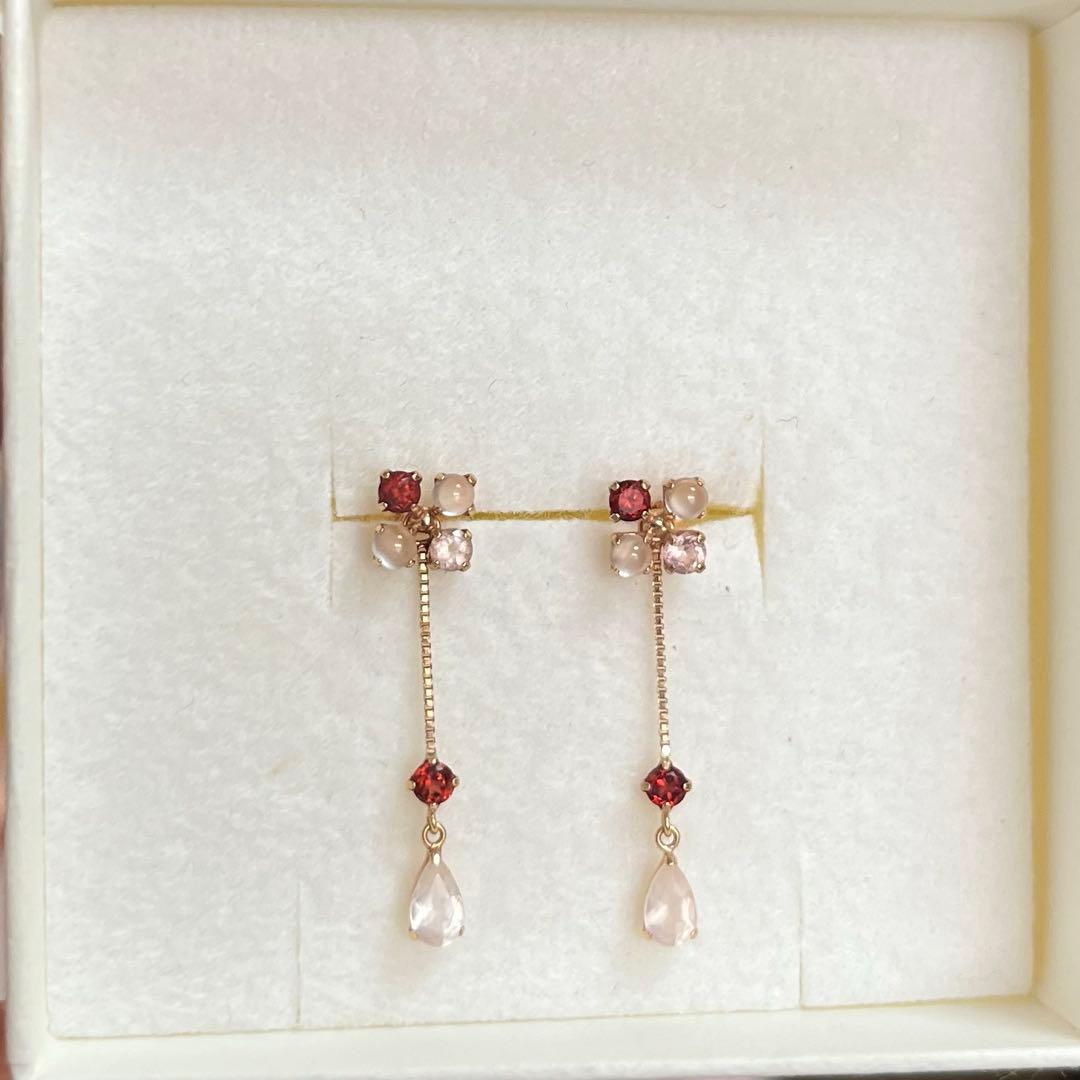 TAKE-UP ピアス k18 ルビー 他 2way クローバー