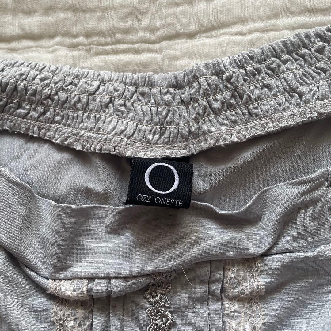 00s 希少 ozz oneste 異素材レースフリルティアードスカパン