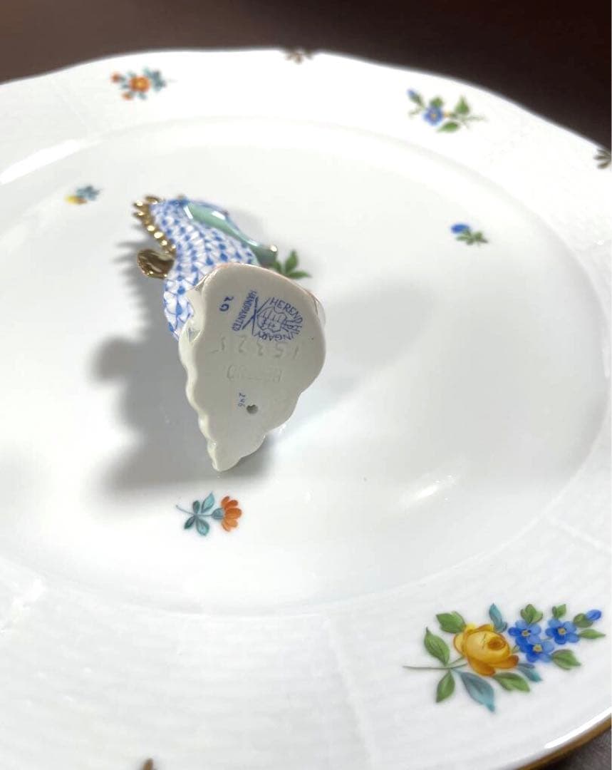 HERENDヘレンドフィギュリンたつのおとしごタツノオトシゴ竜の落とし子青未使用