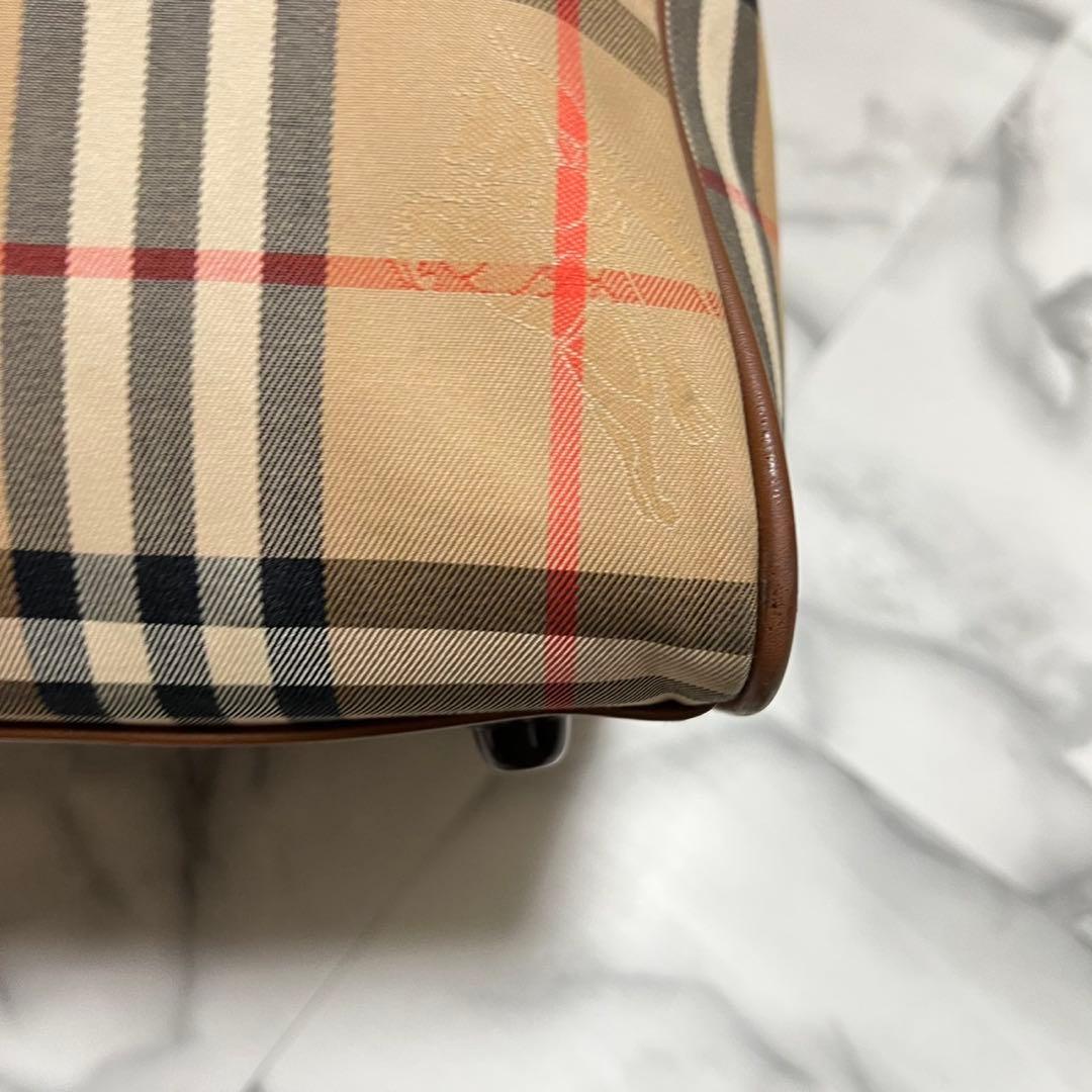 【美品】バーバリー　ボストンバッグ　月桂樹　ノバチェック　シャドーホース