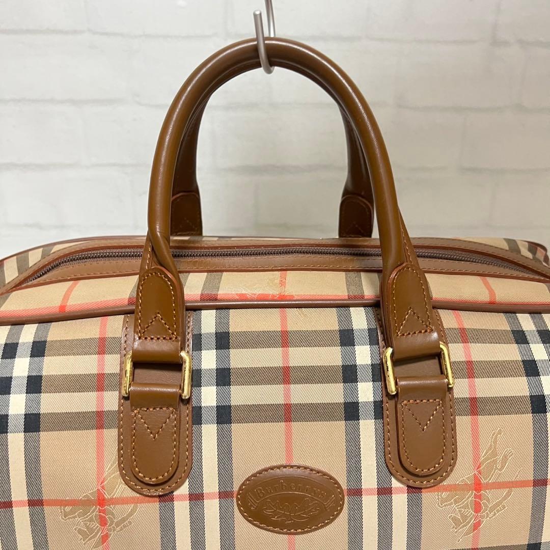 【美品】バーバリー　ボストンバッグ　月桂樹　ノバチェック　シャドーホース