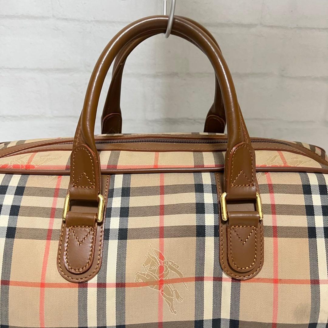 【美品】バーバリー　ボストンバッグ　月桂樹　ノバチェック　シャドーホース