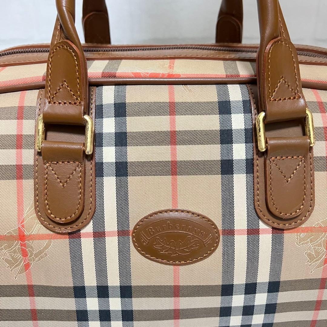 【美品】バーバリー　ボストンバッグ　月桂樹　ノバチェック　シャドーホース
