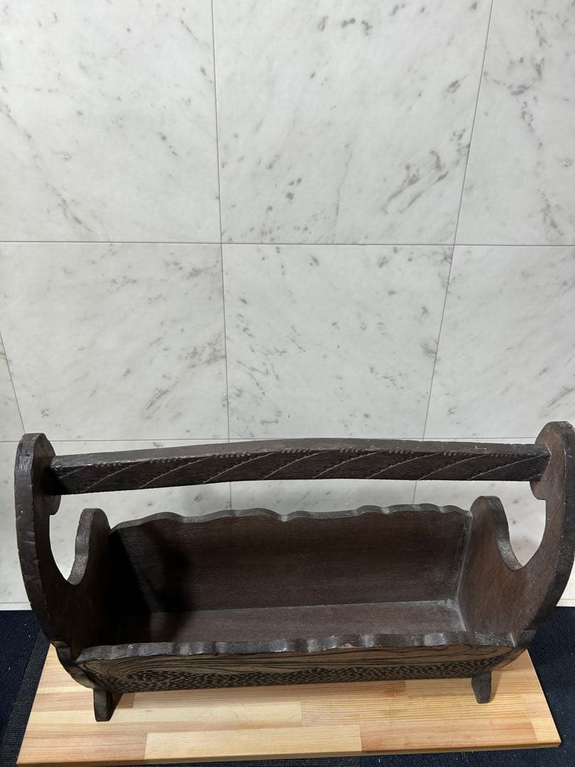 【希少 ヴィンテージ 木製マガジンラック／新聞ラック】　昭和レトロ