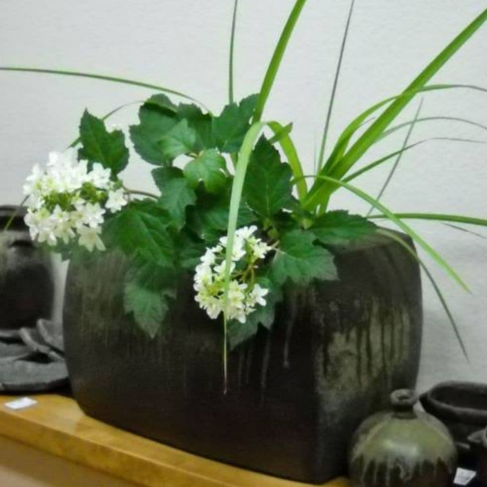 自然釉越前角形花入