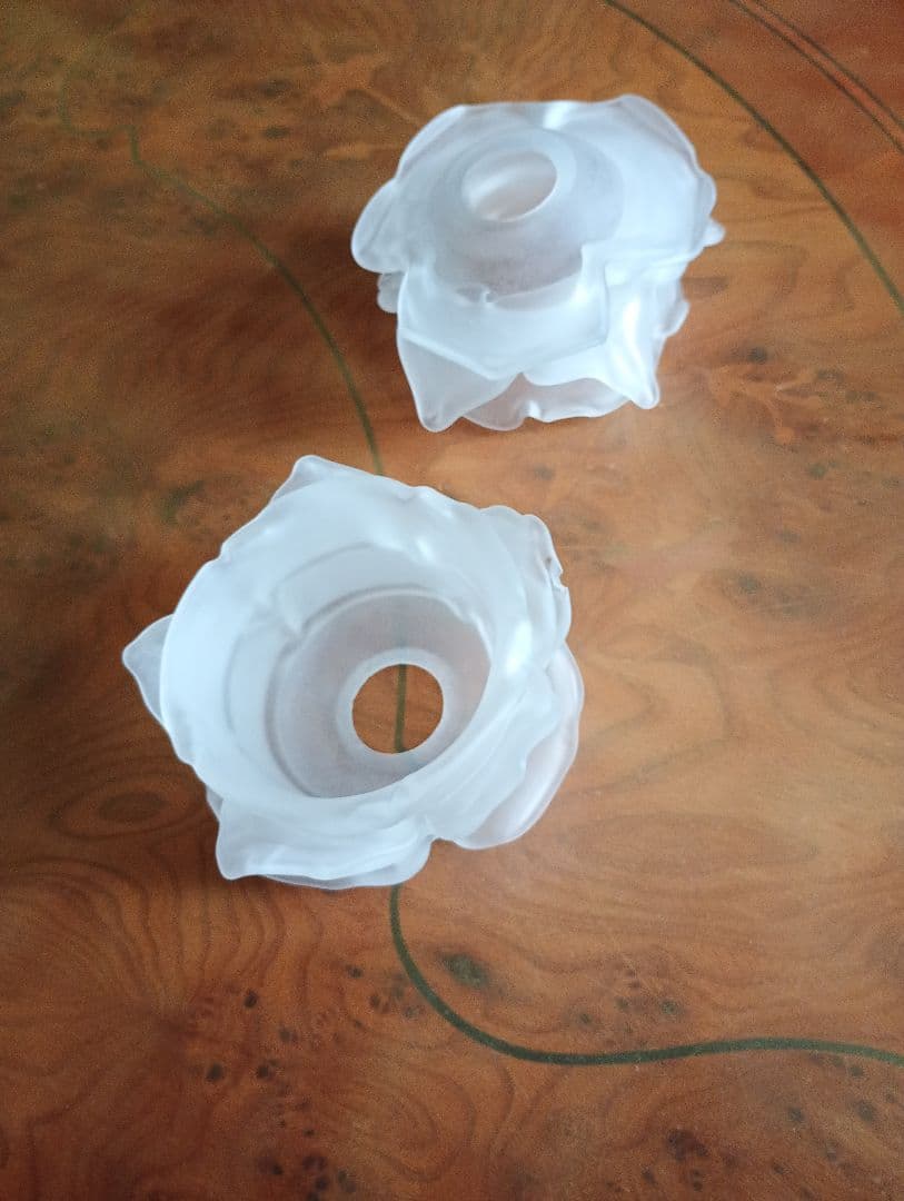 アンティーク薔薇シェード/イタリア製/スリガラス2灯/ NY購入/訳あり