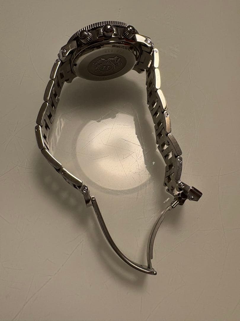 B*様 HERMES クロノグラフ ブラック ステンレススチール腕時計