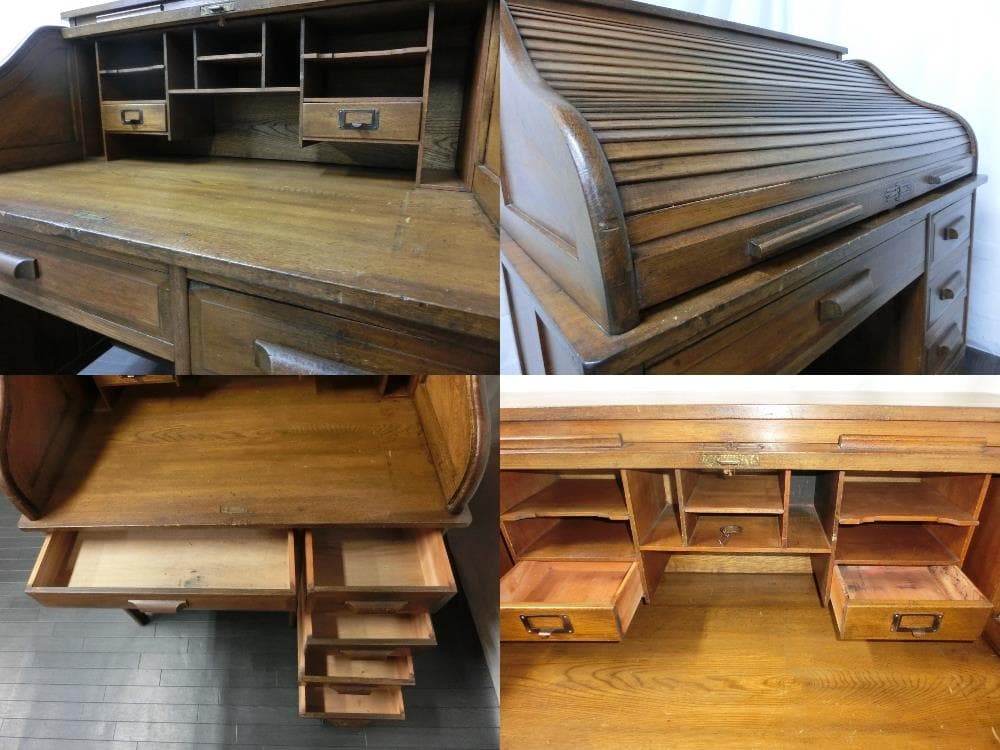 アンティーク机 文机 店舗 レトロ 蛇腹 骨董 カフェ 店舗什器 天然生活