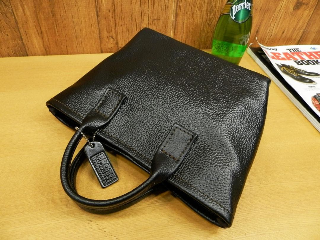 ☆XSサイズ☆黒シュリンクレザー×赤裏地のミニトートバッグ姫路レザー本革