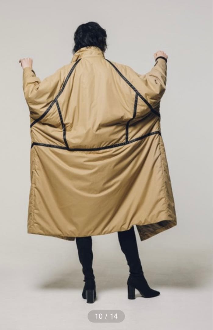 【led.tokyo】ダイアゴナルライン ナイロン ロングコート