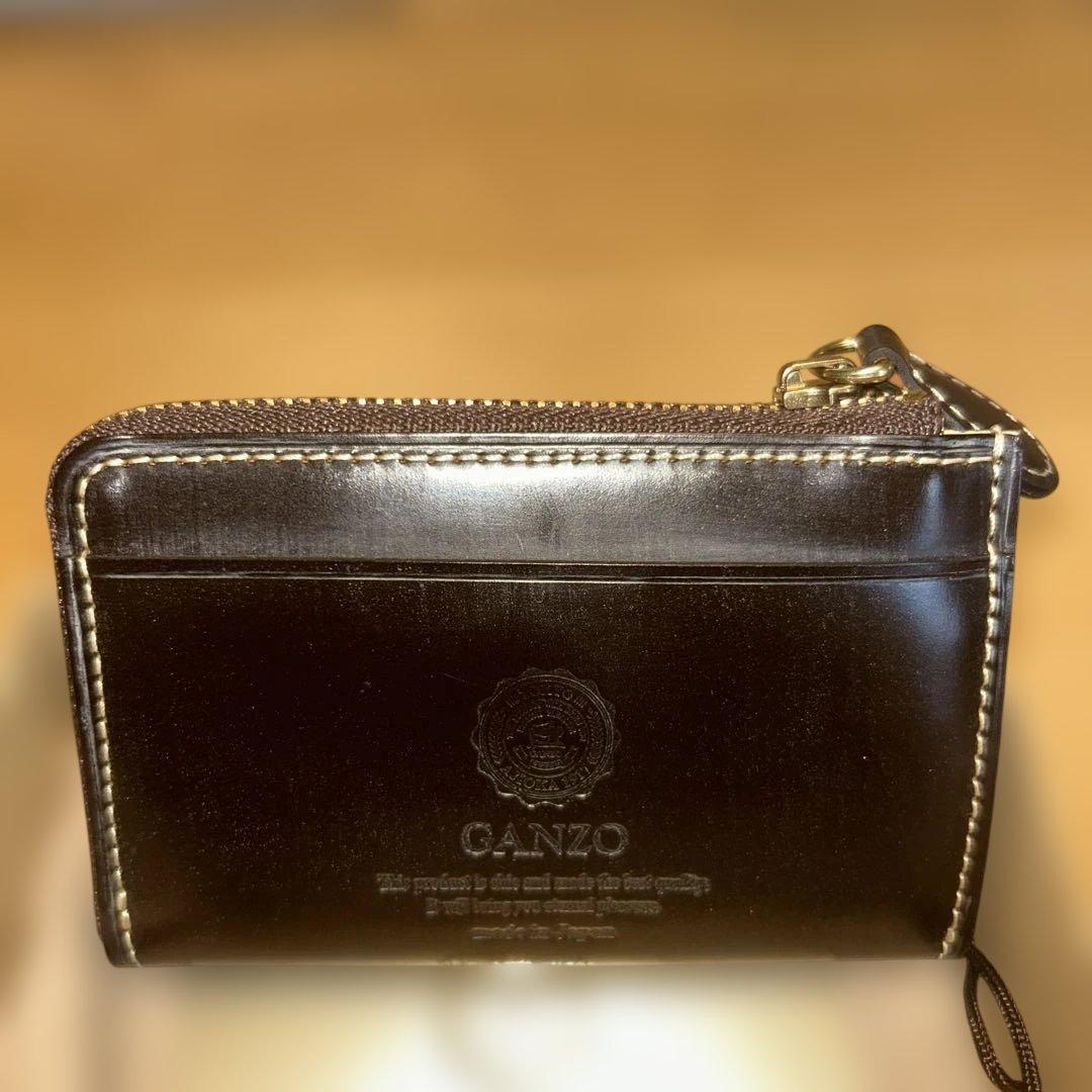 ☆ガンゾ☆ 本革 L字ファスナー小銭入れ カードケース ダークブラウン