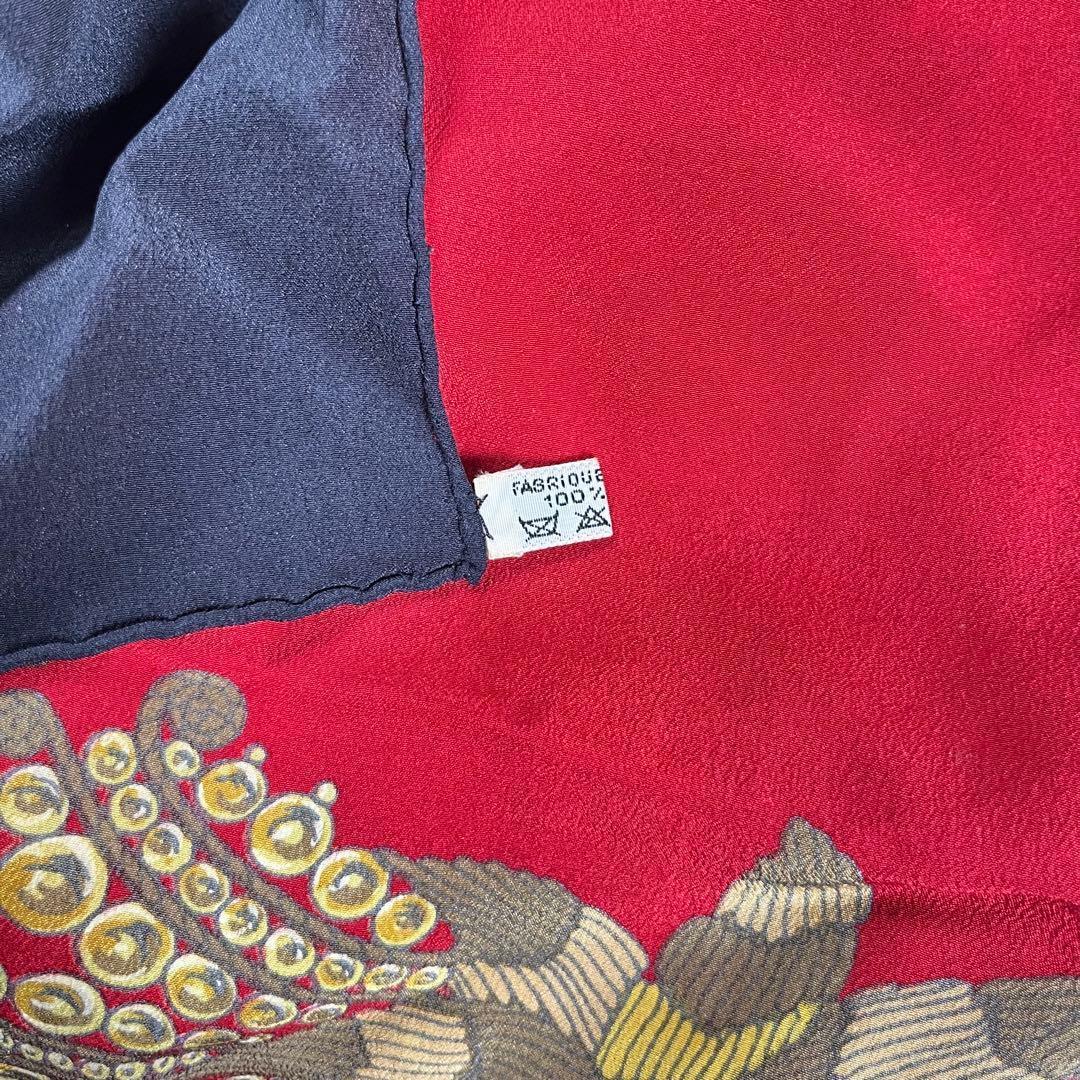 【極美品】HERMES 超大判 カレ140 スカーフ シルク シェヘラザード 赤