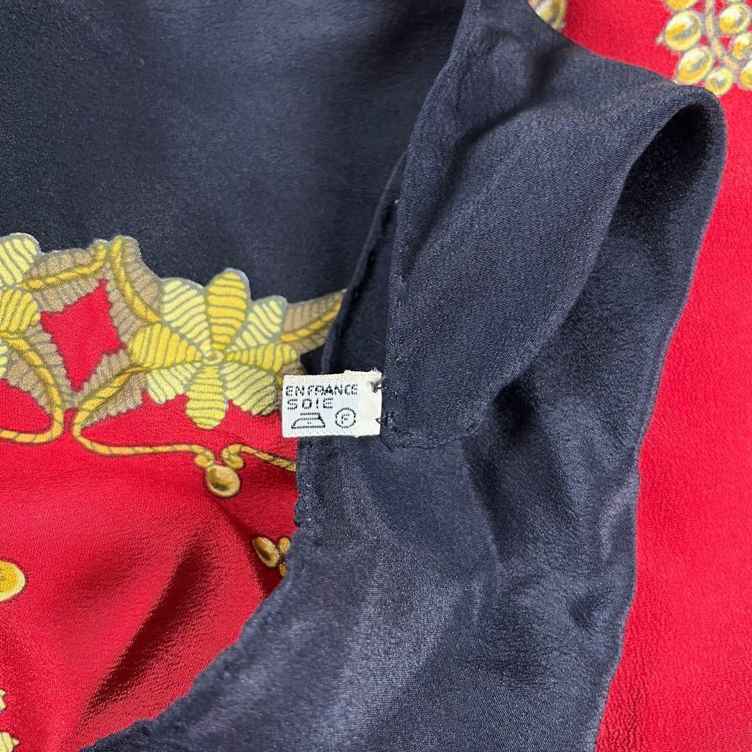 【極美品】HERMES 超大判 カレ140 スカーフ シルク シェヘラザード 赤