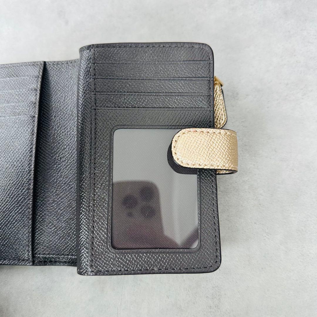 COACH メタリックゴールド ミディアム コーナー ジップ ウォレット