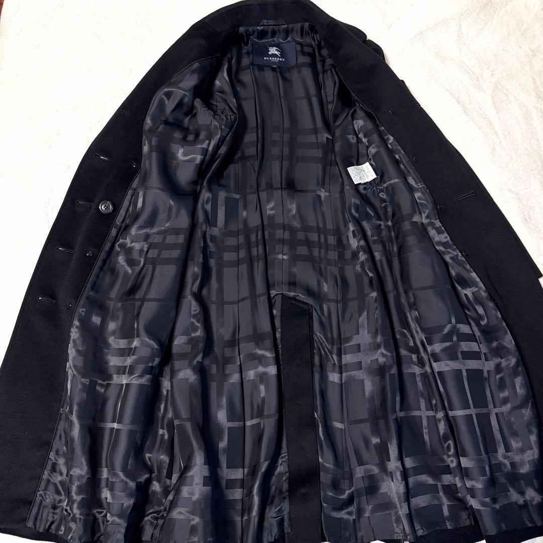 美品✨上質✨BURBERRY レディース ロングコート Aライン カシミヤ混 黒
