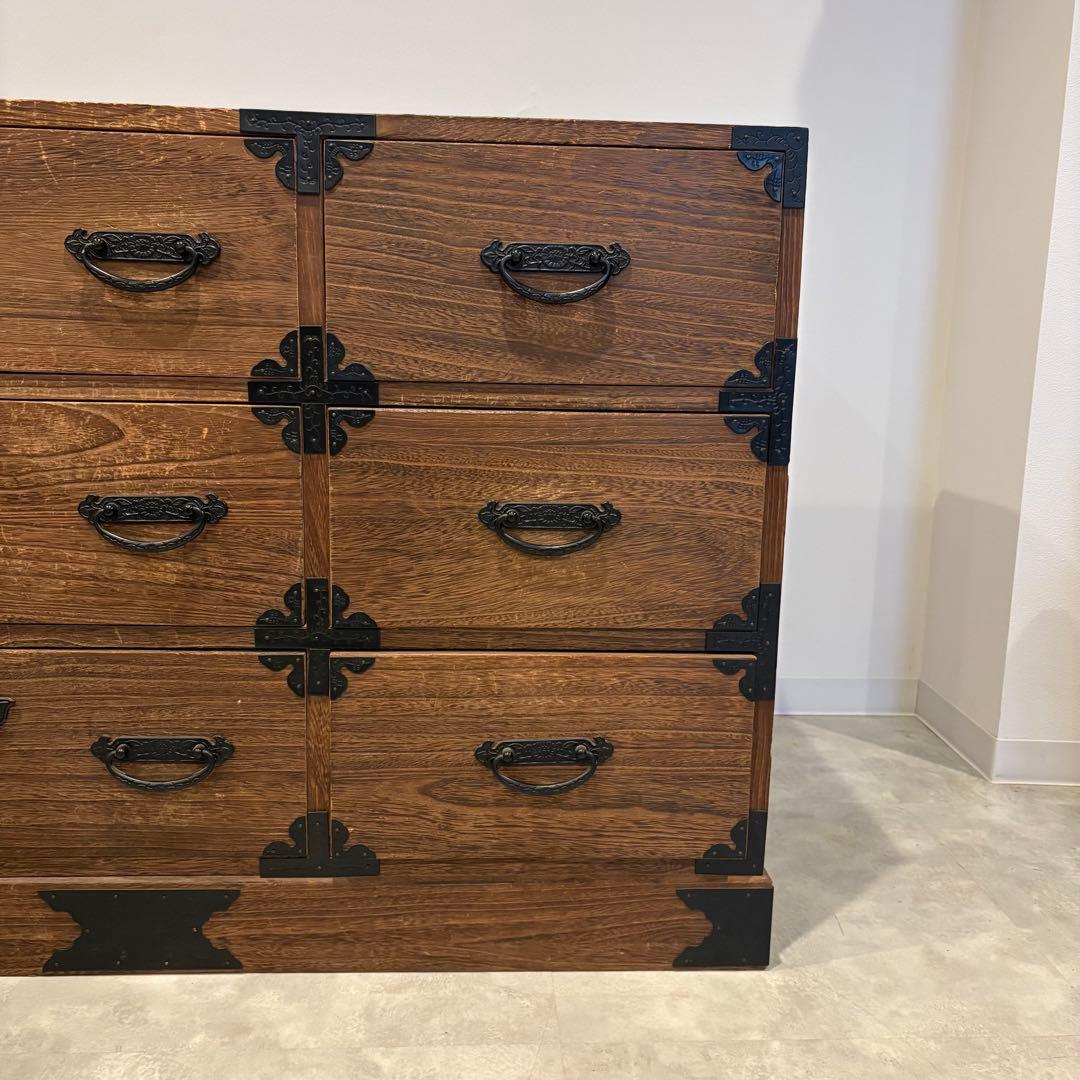 和箪笥　チェスト　3段6杯　桐箪笥　金属装飾有り