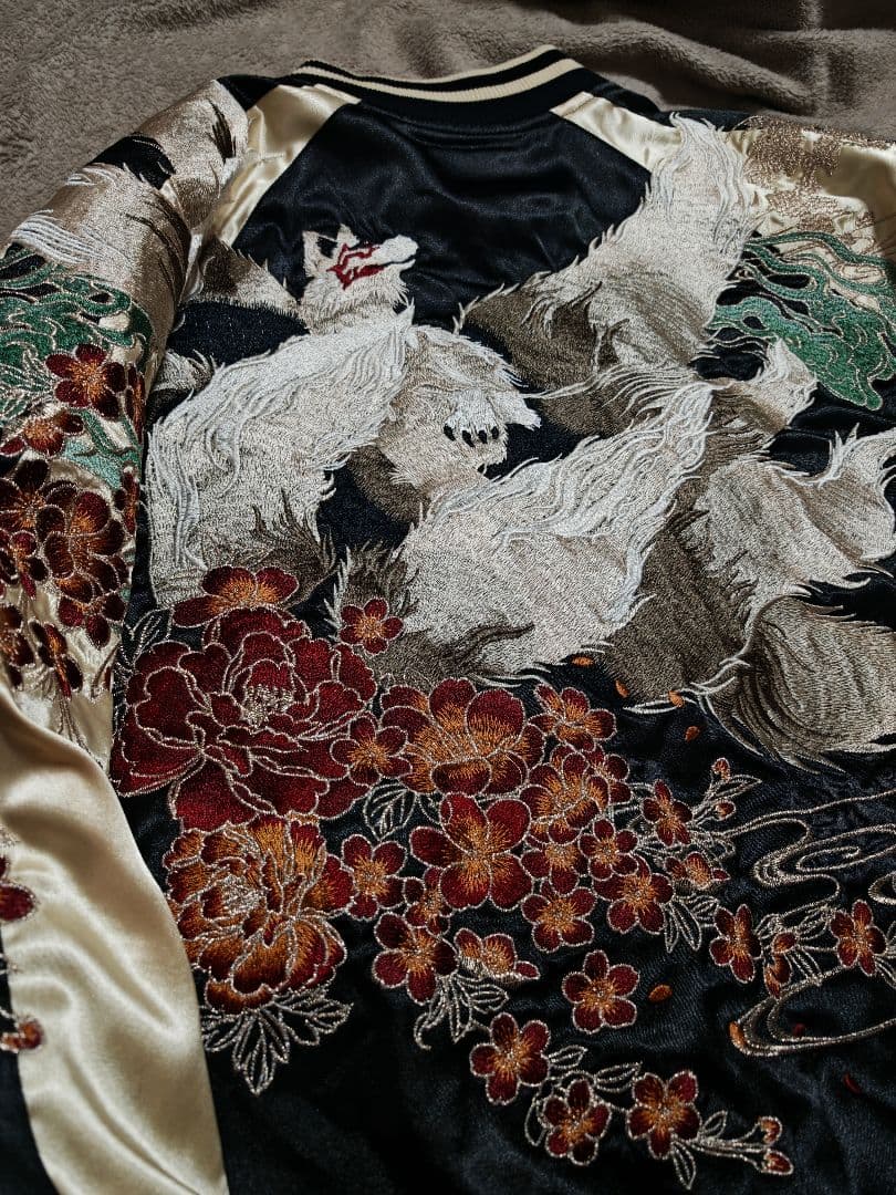 Oni Denim 美品 日本限定 スカジャン vintage サテン 狼桜