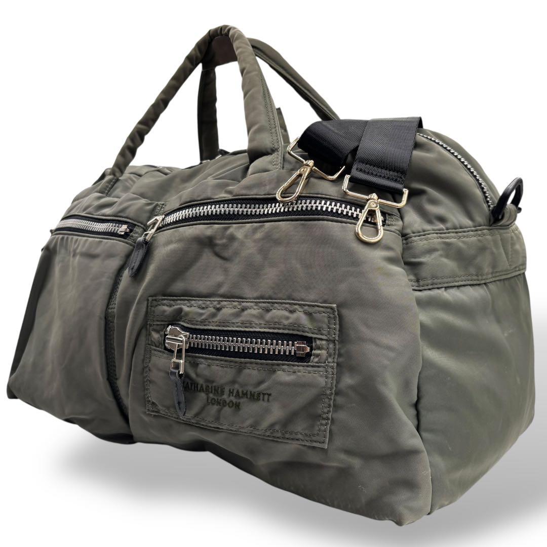 【ヴィンテージ】キャサリンハムネット　ボストンバッグ　トラベル　ナイロン　グレー