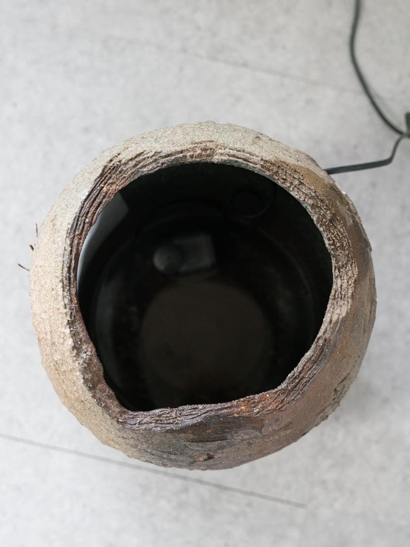 和モダン 信楽焼 つくばい照明 灯り オブジェ 陶器　ライト 什器