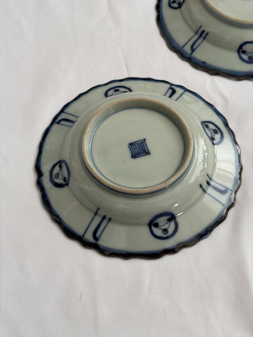 古伊万里 染付鳥文なます皿 5客 直径16㎝ 初期伊万里 李朝 古染付 民藝