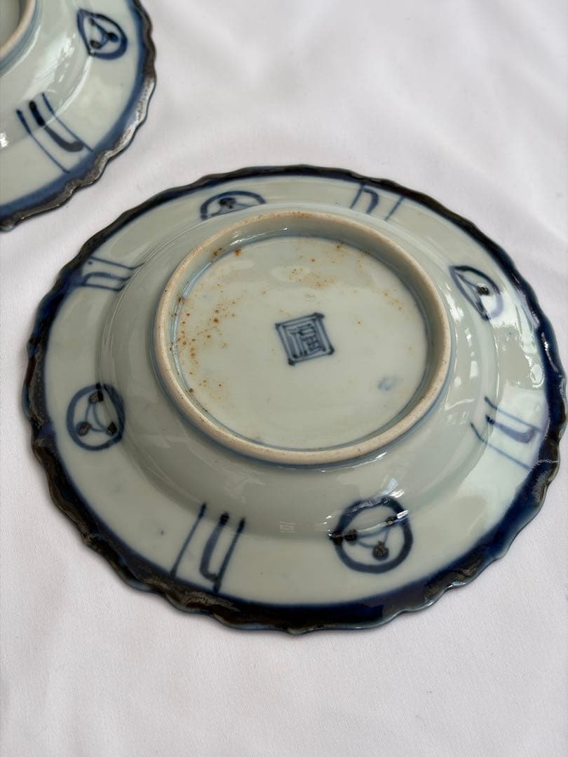 古伊万里 染付鳥文なます皿 5客 直径16㎝ 初期伊万里 李朝 古染付 民藝