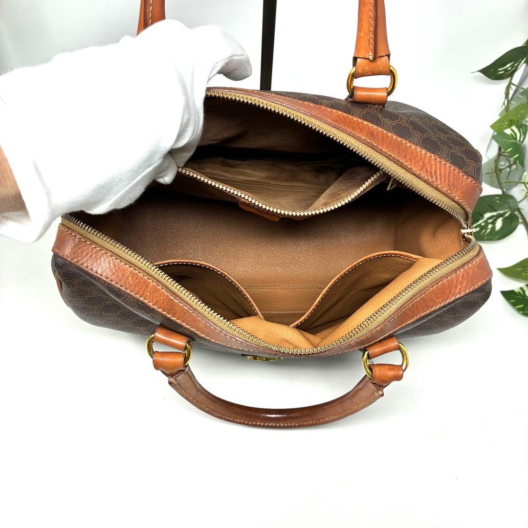 【格安ほぼ美品】CELINE セリーヌ マカダム柄 ボストンバッグ 金色モチーフ