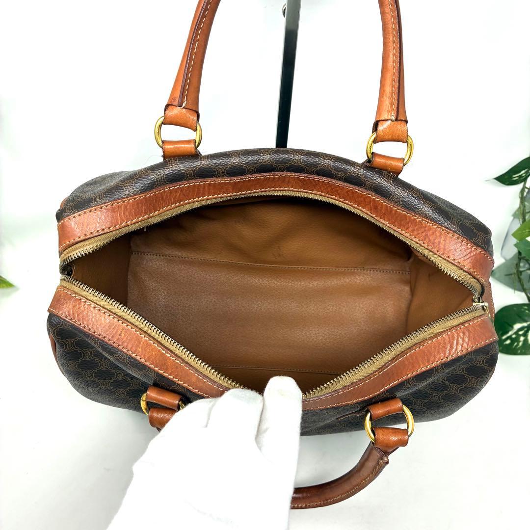 【格安ほぼ美品】CELINE セリーヌ マカダム柄 ボストンバッグ 金色モチーフ