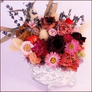 ドライフラワーラベンダーアレンジメント　アンティーク シルバー花器