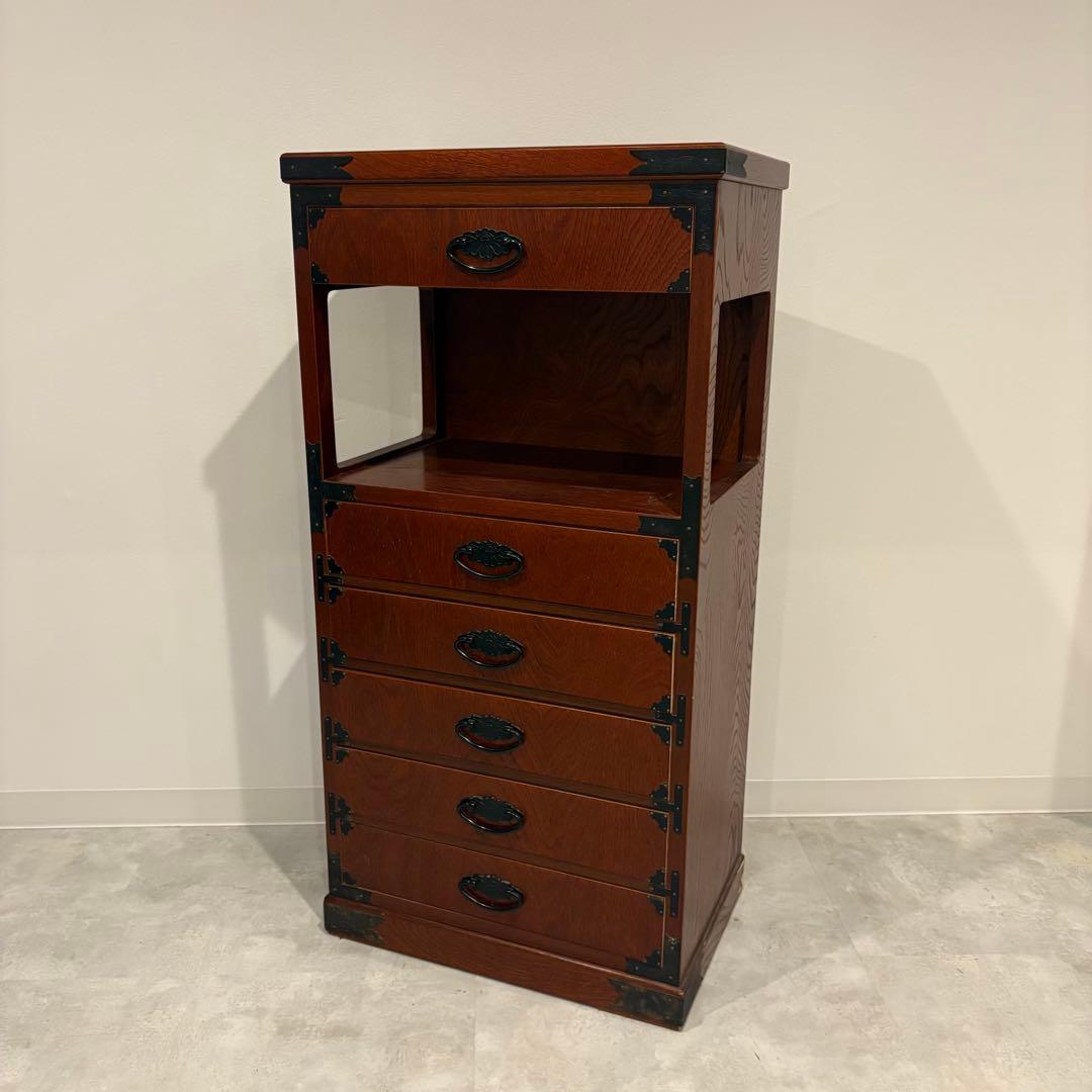 福島民芸　民芸家具　電話台　6段チェスト