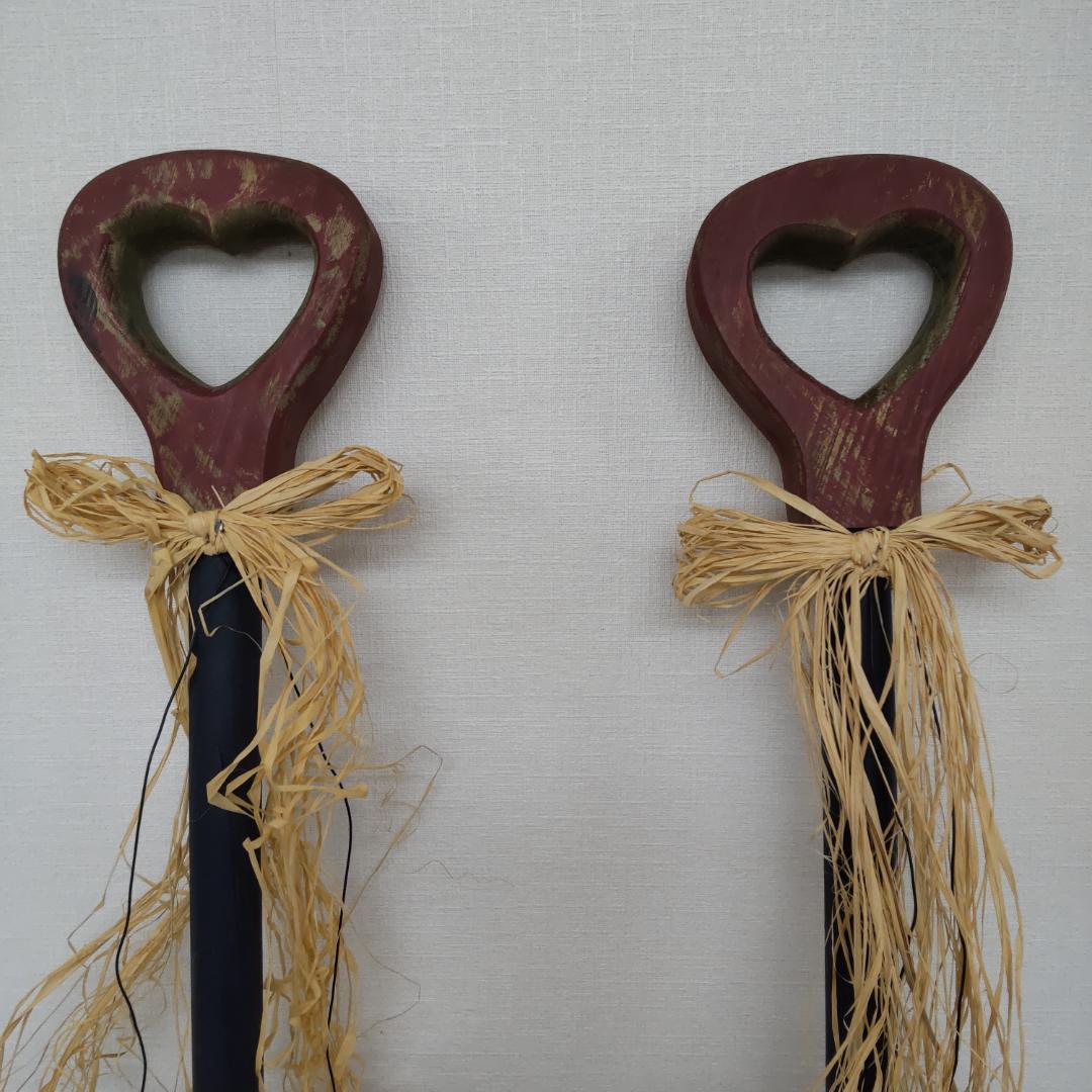 80cm+　クリスマス　重厚　木製スコップ　2点　スノーマン　カントリー　大きい