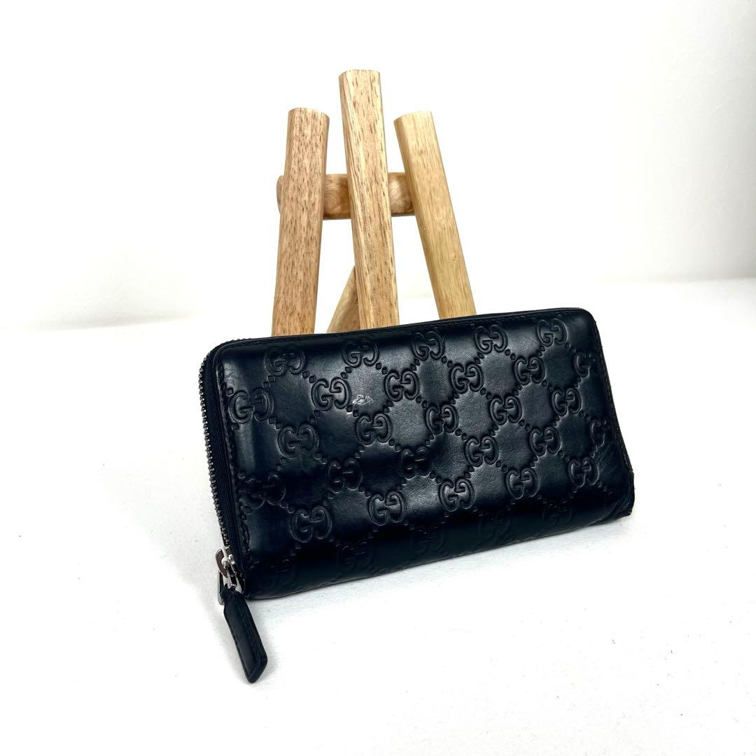 グッチ　長財布　GGシマレザー　ロゴ型押しエンボス　ラウンドファスナー　定番人気