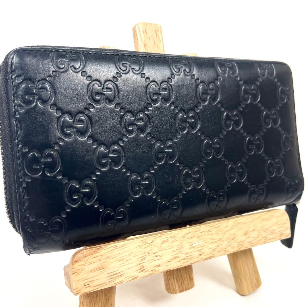 グッチ　長財布　GGシマレザー　ロゴ型押しエンボス　ラウンドファスナー　定番人気