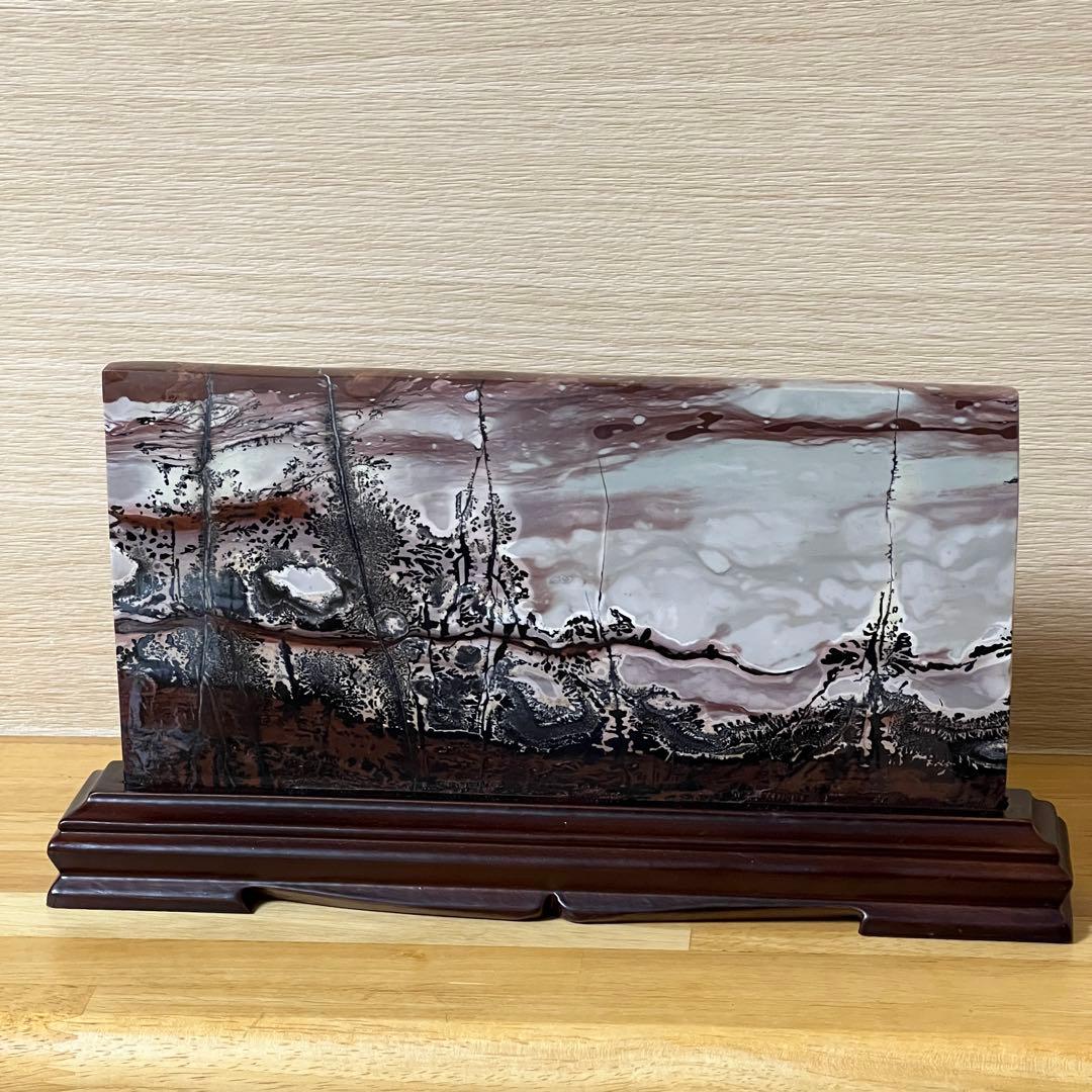 ⬛︎【一点もの】ピクチャージャスパー　スライス　自然風景画模様 台座セット