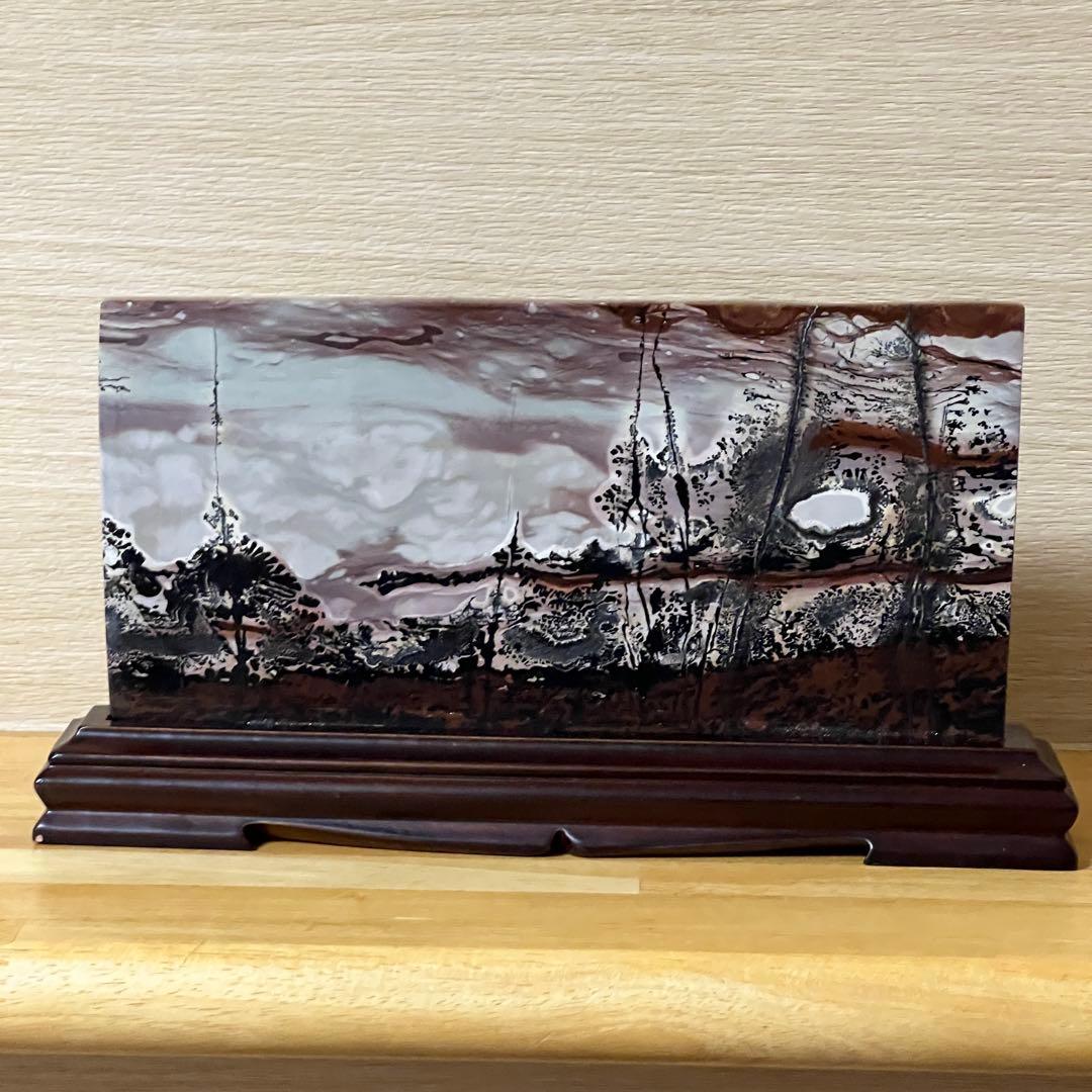 ⬛︎【一点もの】ピクチャージャスパー　スライス　自然風景画模様 台座セット