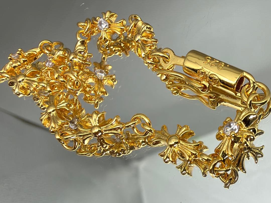 22kコーティング　タイニー　チェーンブレスレット　16、18、20、22cm